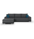 Canapé d'angle convertible réversible 5 places Indian - Tissu gris foncé