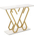 COSTWAY Table Console, Meuble d'Entrée Effet Marbre 100 x 30 x 79 CM Cadre en Métal Doré
